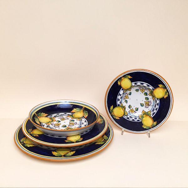 DINNERWARE SET; DESIGN: LEMONS AND PINK FLOWERS